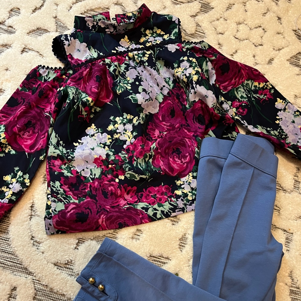 Janie and Jack | Purple Floral Long Sleeve Dress | Size 5